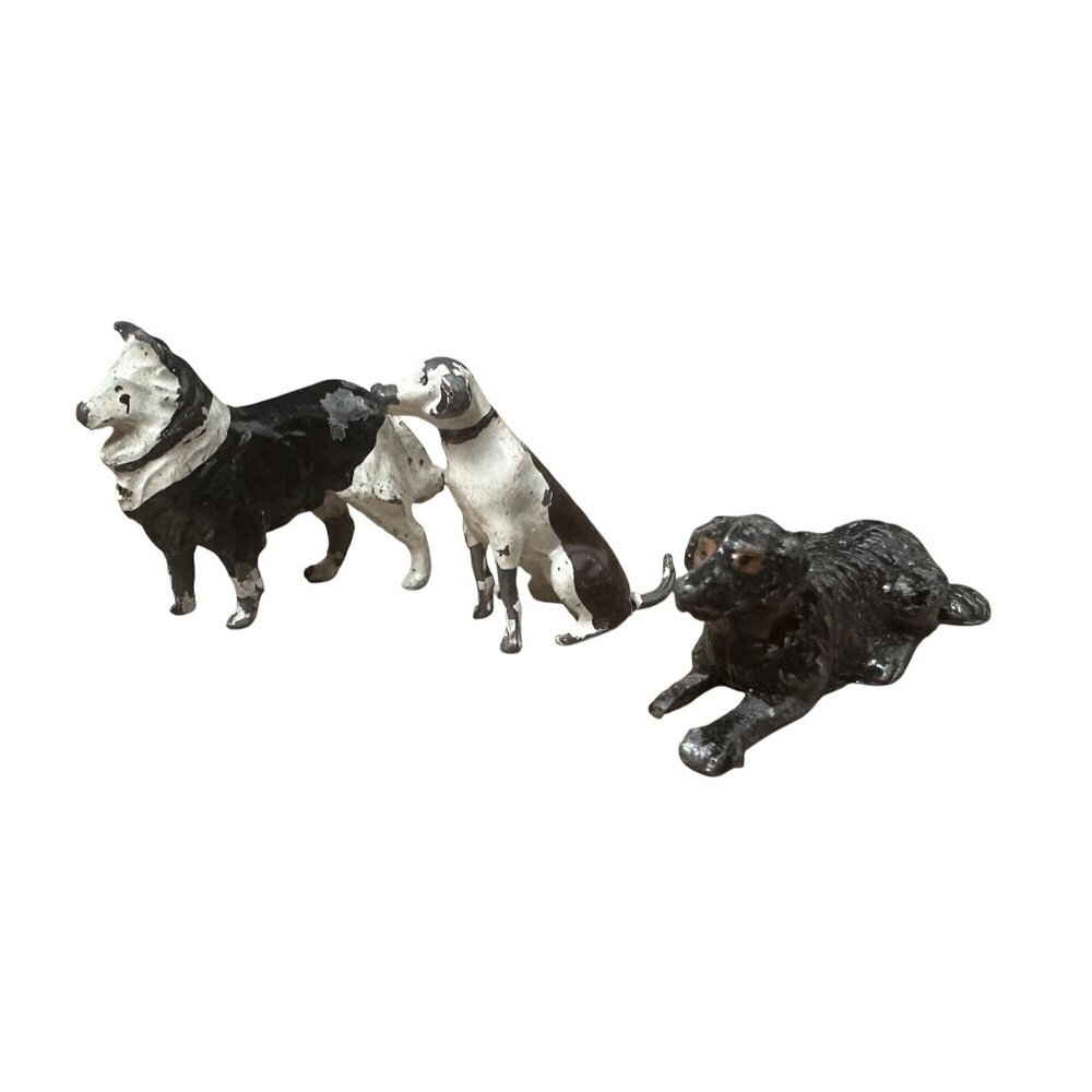 Vintage Lead Figures 3 Different Dogs 1950s Vintage Lead Toys .75" Tall